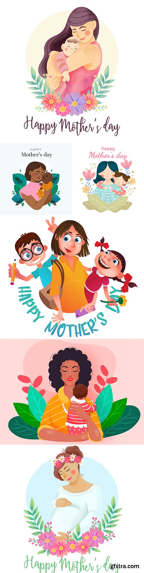 Happy Mother\'s day painted illustrations for design