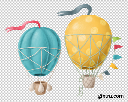 Hand drawn air balloons Premium Psd