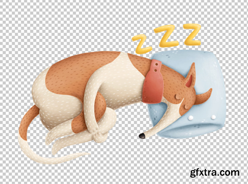 Cute sleeping dog illustration Premium Psd