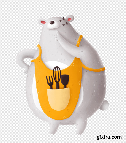 Polar bear in a kitchen apron Premium Psd