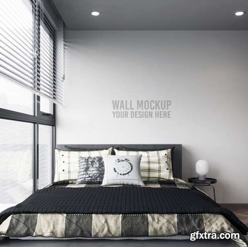Bedroom wall mockup Premium Psd