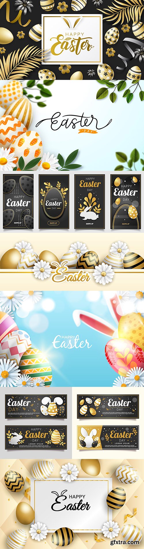 Happy Easter gold decorative illustration design 4