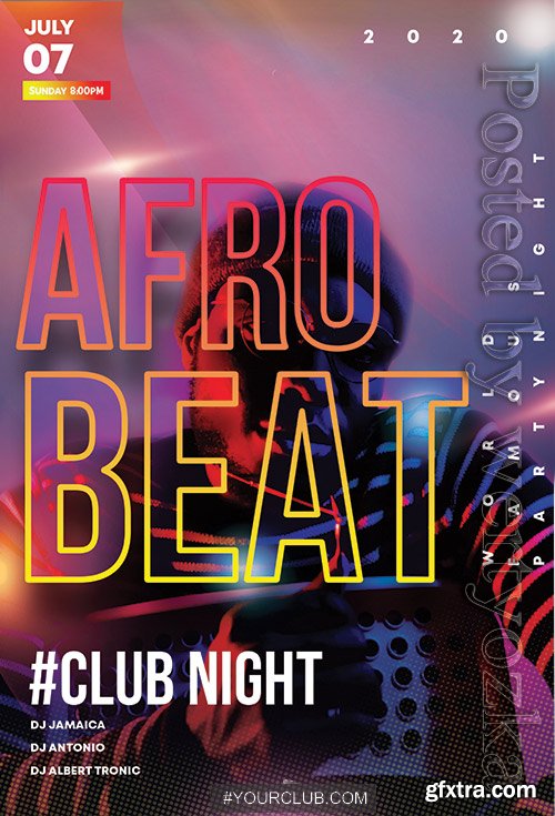 Afro Beat Club Night - Premium flyer psd template