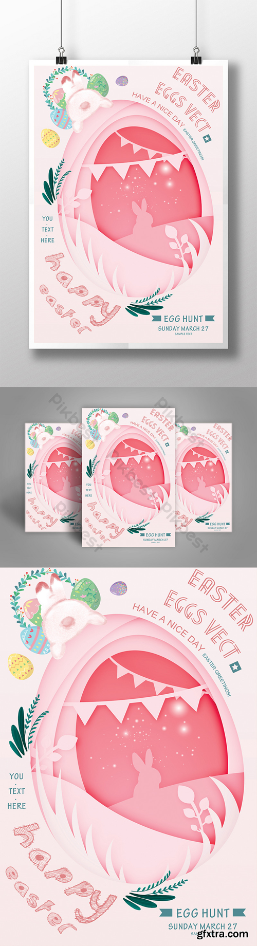 EASTER EGGS VECT Template PSD