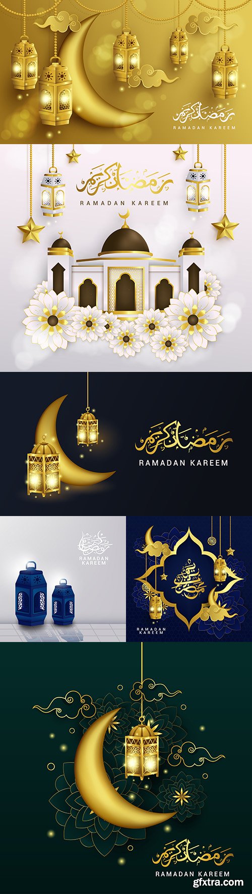 Luxury Ramadan Kareem banner design illustrations