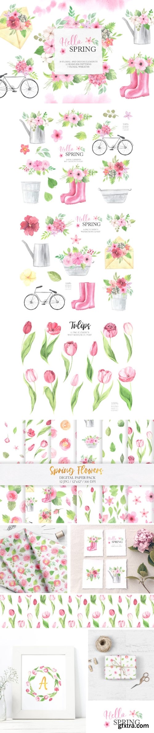 Watercolor Spring Floral Collection 3676809