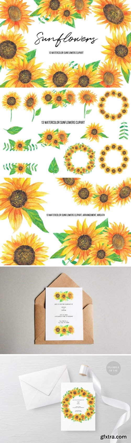 Watercolor Sunflowers Clipart 3671049