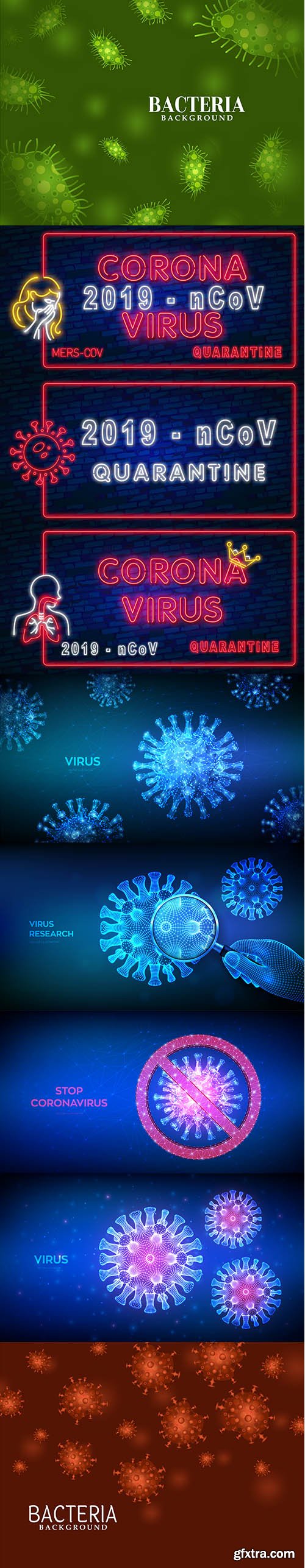 Abstract Concept Microscopic View Virus Cells Illustration