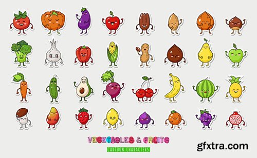 Vegetable and Fruits Cartoon Collection