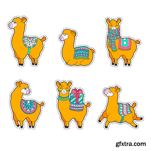 Cute Llama Alpaca Sticker Funny Lama Patches