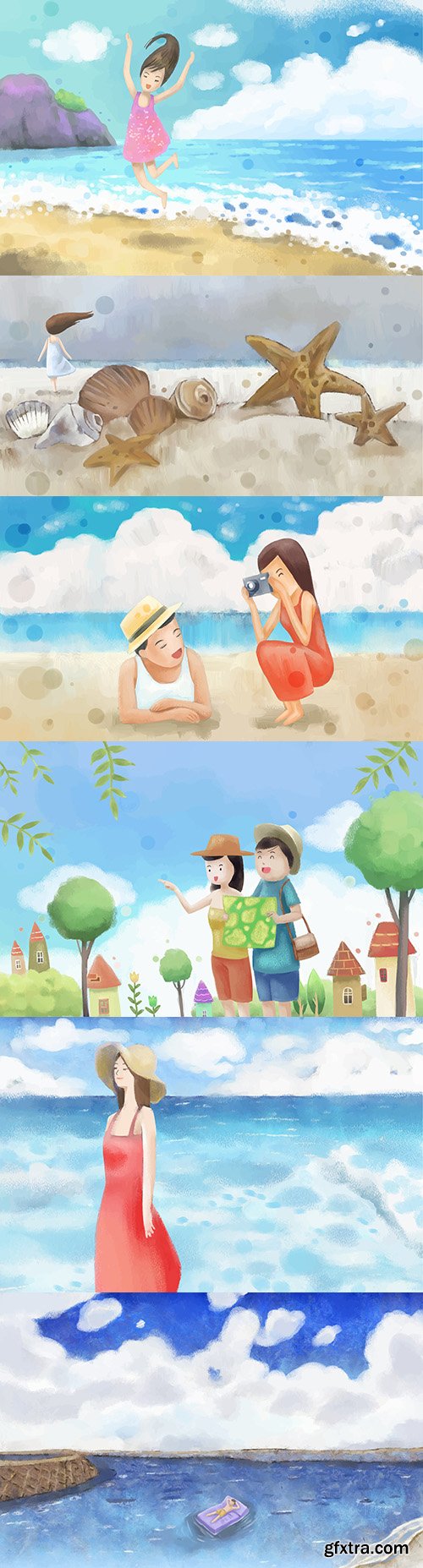 Summer holiday at sea watercolor background