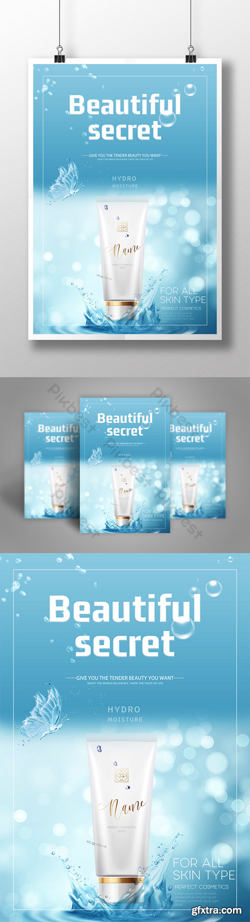 Beautiful secret cosmetics poster Template PSD