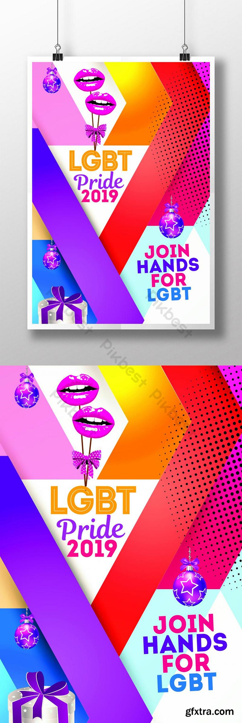 LGBT Pride Poster With Memphis Style Poster Template PSD