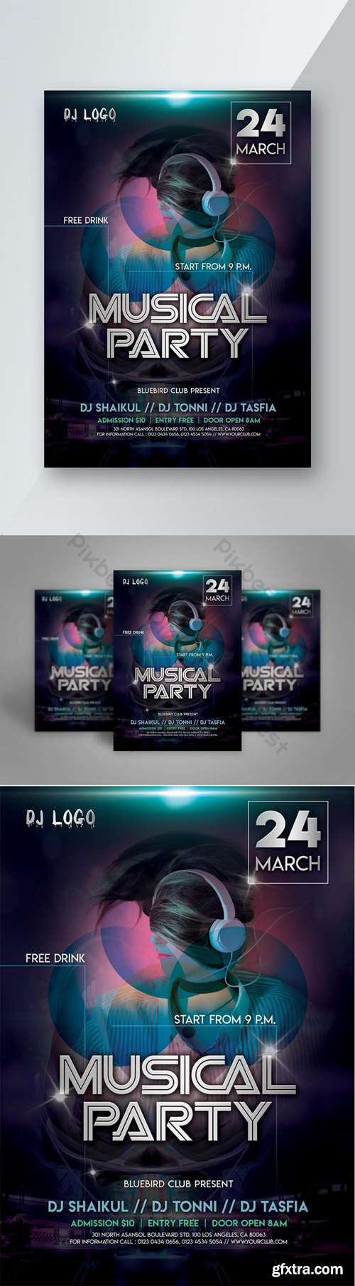 Music Dj Party Flyer/Poster Template PSD