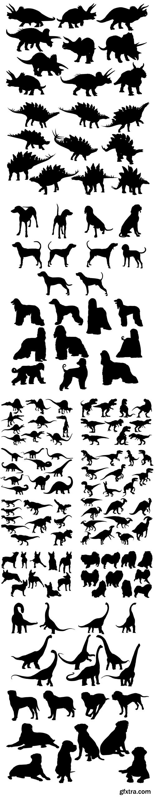 Dinosaur and Dog Silhouette Collection