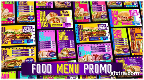 Food Menu Restaurant Promotion Fast Food Bright Promo Menu Video Template AEP 1637703