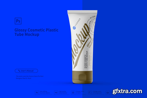 Glossy cosmetic plastic tube mockup Premium Psd