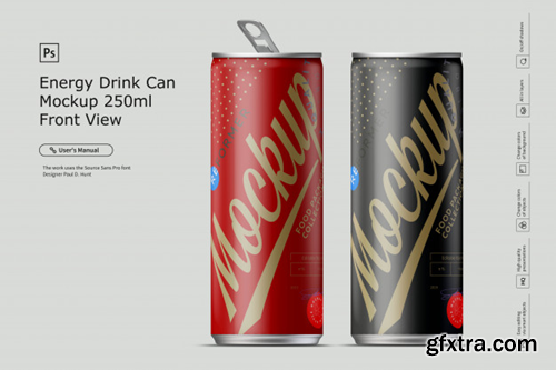 Energy drink can mockup front view Premium Psd