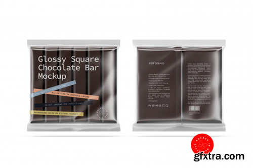 Transparent square chocolate bar mockup Premium Psd