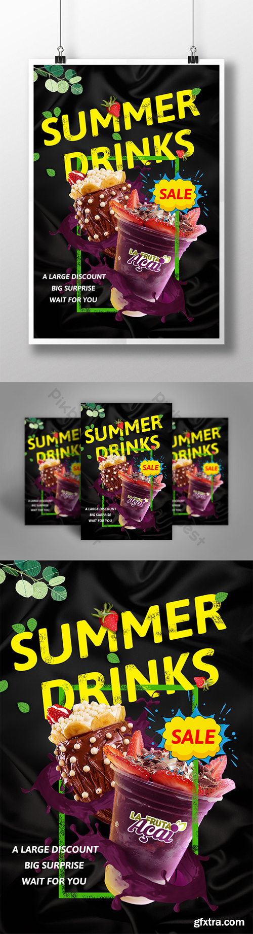 Summer drink minimalist poster Template PSD