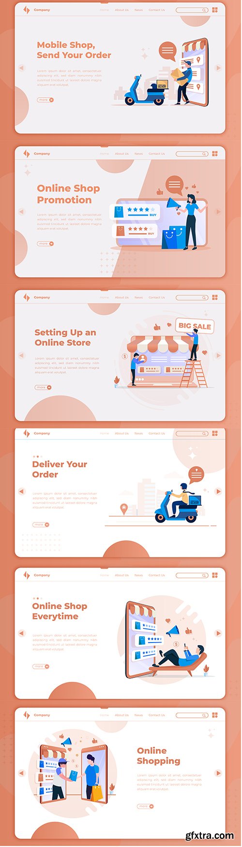Flat Illustration Online Shopping Everytime Landing Page
