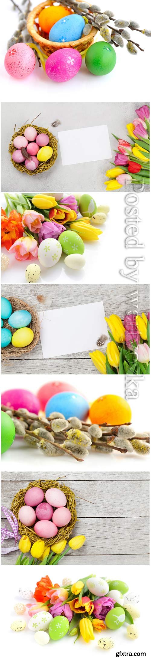 Happy Easter stock photo, Easter eggs, spring flowers # 8
