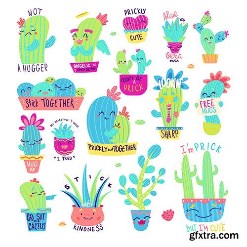 Funny Cactus Sayings Set