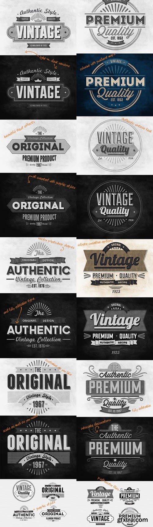 Super premium vintage typography #2 Type Insignias - Stock Vector