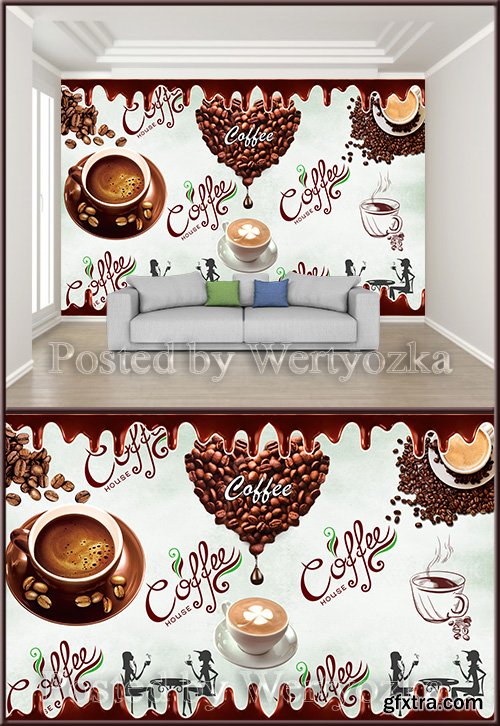 3D psd background wall coffee afternoon tea tooling