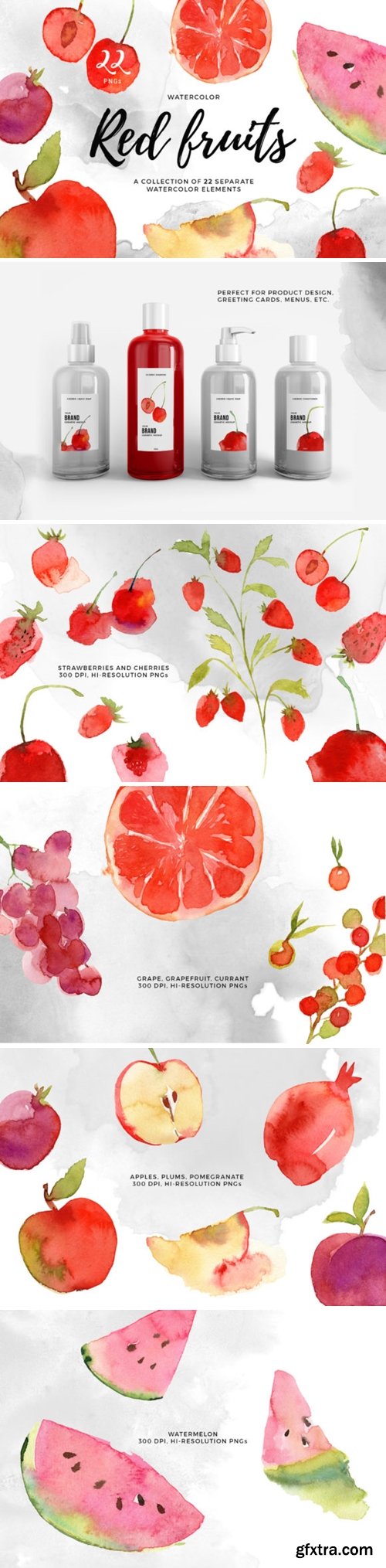 Hand Drawn Watercolor Red Fruits 3732193