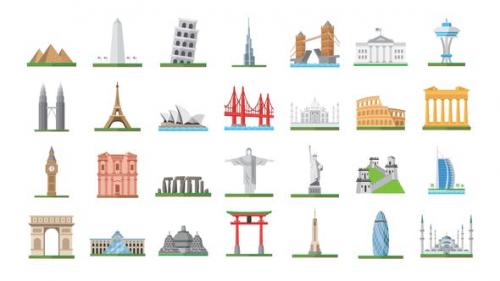 Videohive - 100 World Landmarks Icons - 26139491