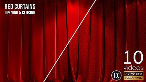 Videohive - 3D Realistic Red Curtains Opening & Closing - 10 Pack - 15522614