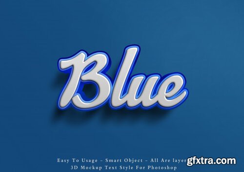 3D Mockup Blue Text Style Effect