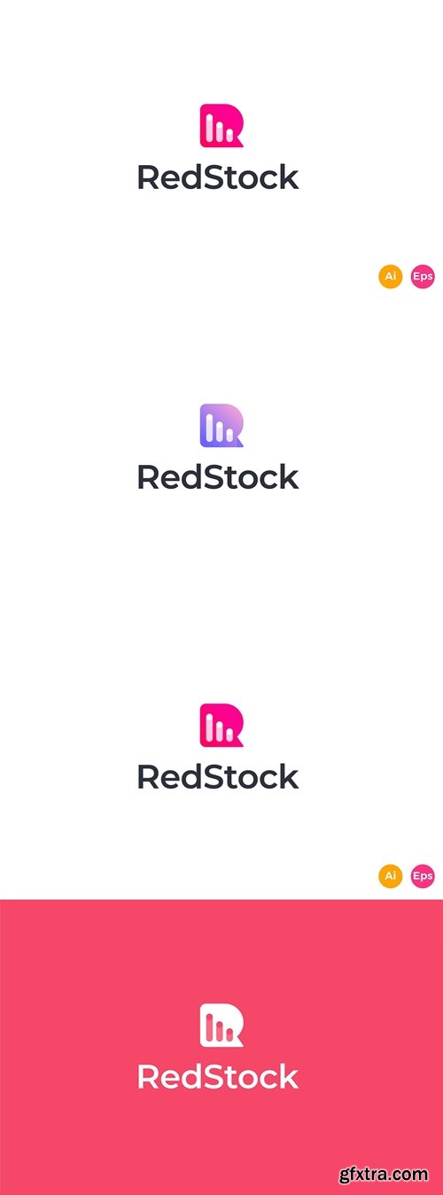 Red Stock - Letter R, Invest, Growth Logo Template
