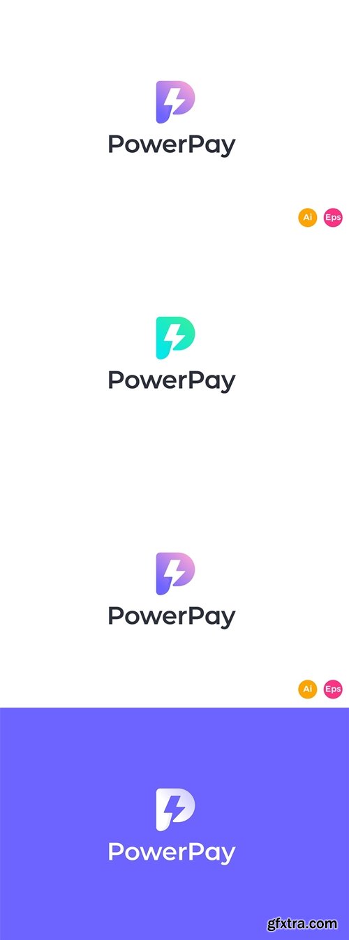 Power Pay - App, Thunder, Letter P, Logo Template