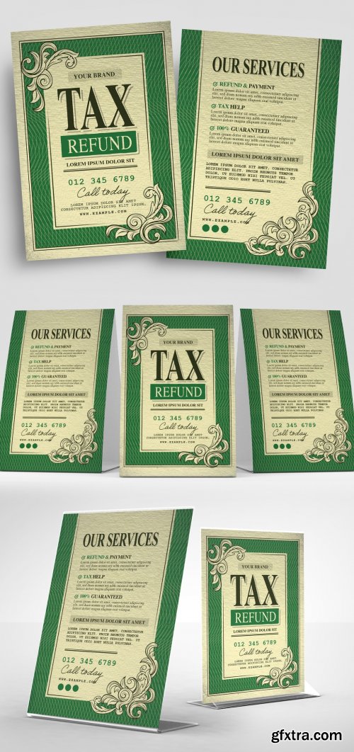 Tax Refund Flyer Design with Dollar Bill Style 326497417
