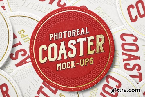 CreativeMarket - Photoreal Coaster Mockup Bundle Logo 2444640