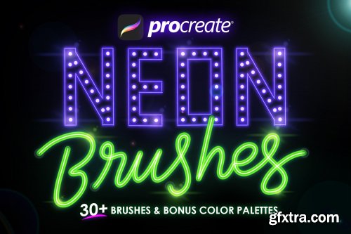 CreativeMarket - 30+ Procreate Neon Brushes 4613024
