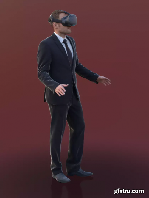 Businessman Using VR Headset Scanned 3d model