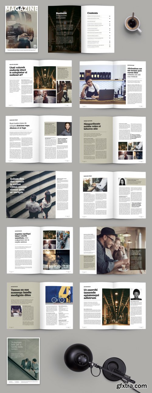 Brochure Magazine Layout with Olive Green Accents 231016120