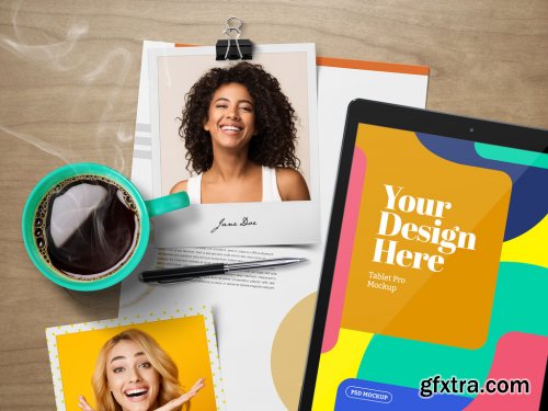 Stationery, Tablet and Instant Photo Mockup 328556258