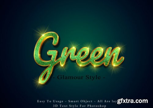 Green glamour 3d text effect