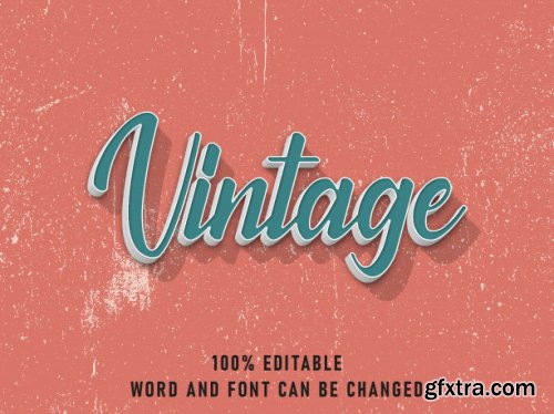 Vintage text style effect editable color with grunge style retro