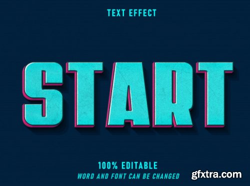 Start text retro style effect editable font color solid style vintage