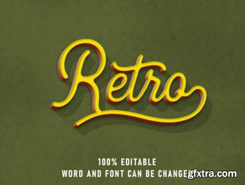 Retro text style effect editable font color with paper texture style vintage