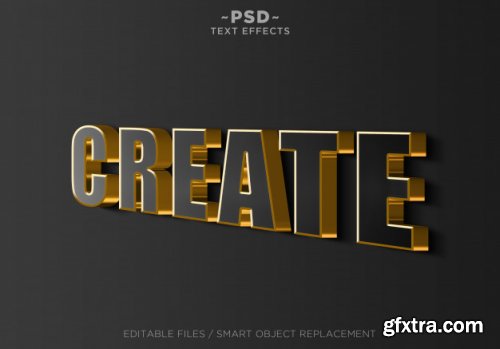 3d sign wall black gold effects editable text