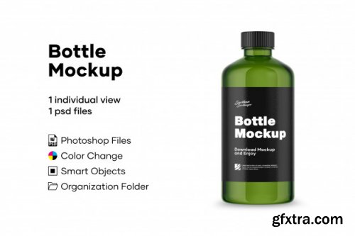 Green bottle mockup
