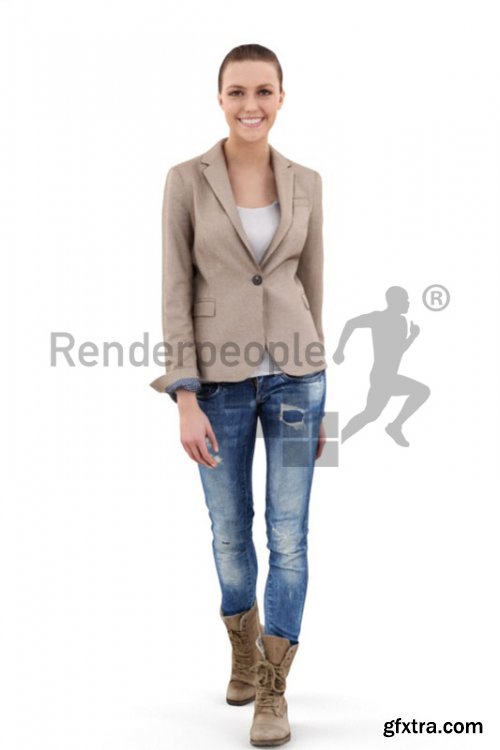 Woman In Jeans Walking 3d models