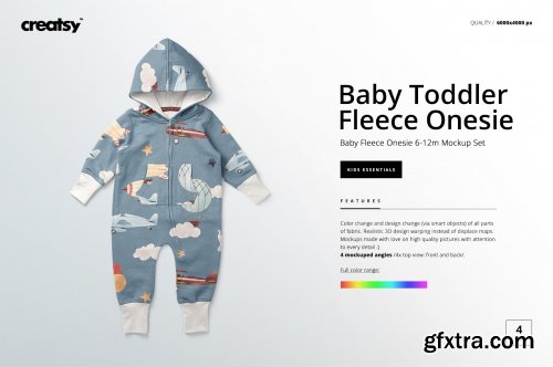 CreativeMarket - Baby Toddler Fleece Onesie Mockups 4399391