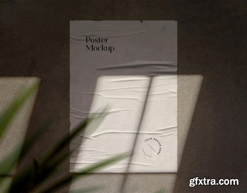Ripped Outdoor Wall Posters Mockup with Shadow Overlay and Plant 331540316